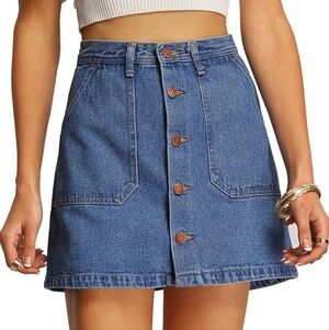 Blue Denim Button Up Skirt (size S)